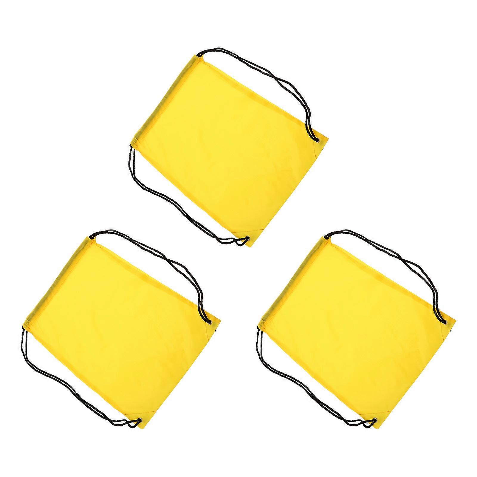 Drawstring Bags Travel Daily Use Backpacks Yellow Polyester Clothes Storage for 3Set