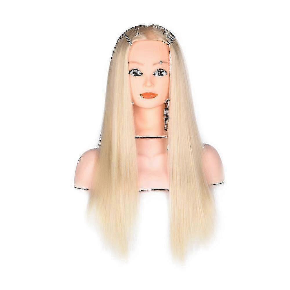 בובת ראש אימון עם שיער סינטטי לעיצוב שיער וקוסמטיקה, דגם איפור לבן-קרמי