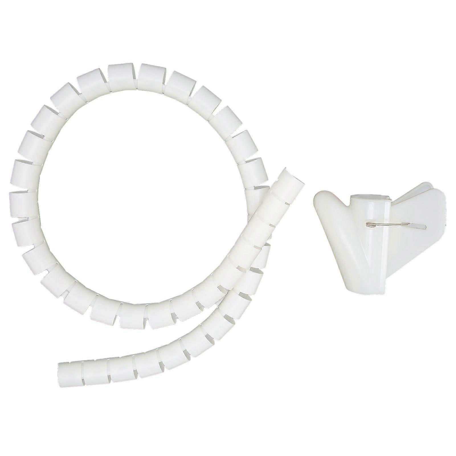 Cable Sleeve Organizer Coiled Wire Management Winding Tube Open Type with Clip 10meter WhiteDia16mm