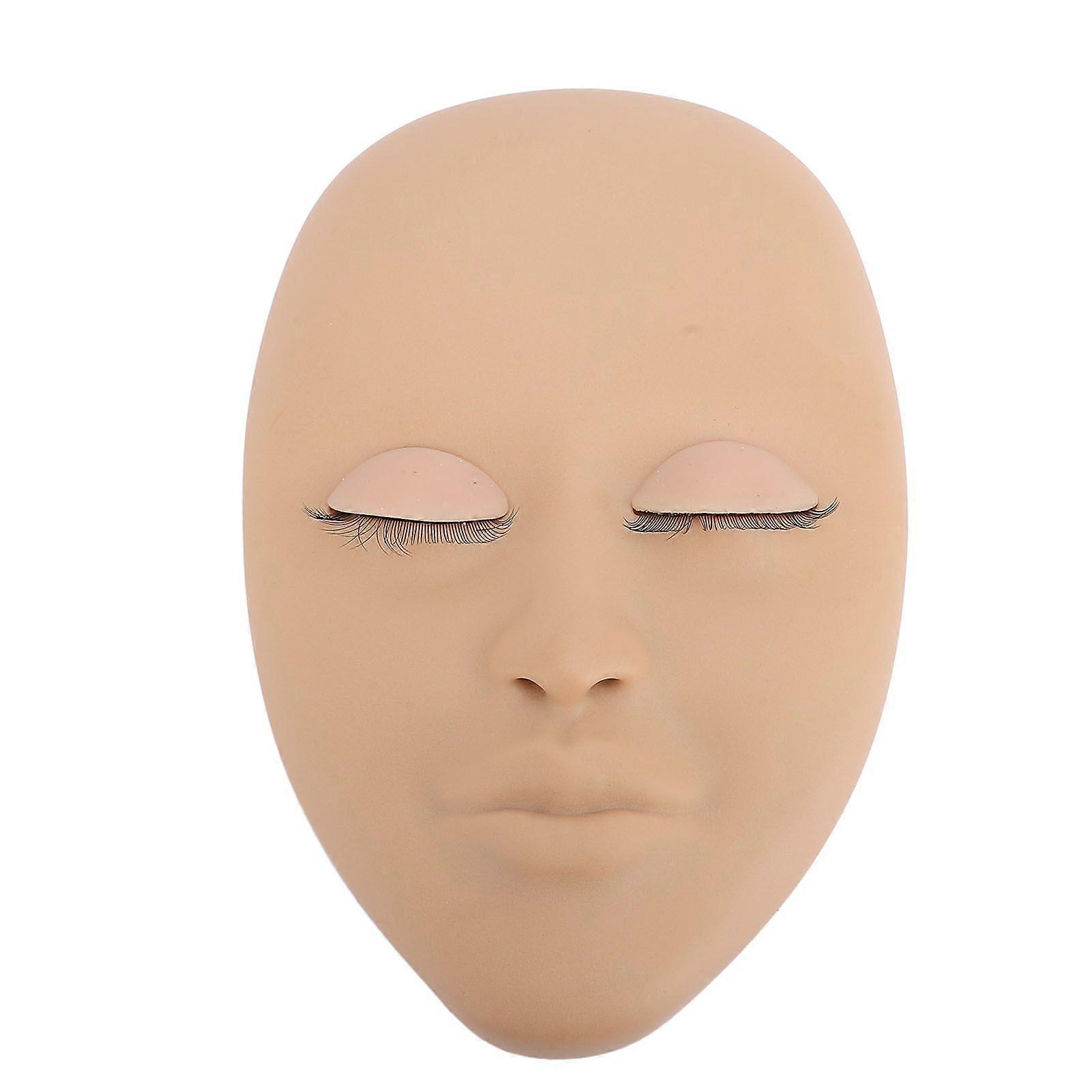 Lash Mannequin Head Silicone Removable Eyelid Multifunctional Eyelash Extension Mannequin Head for Makeup Practice Teaching Training Skin Color