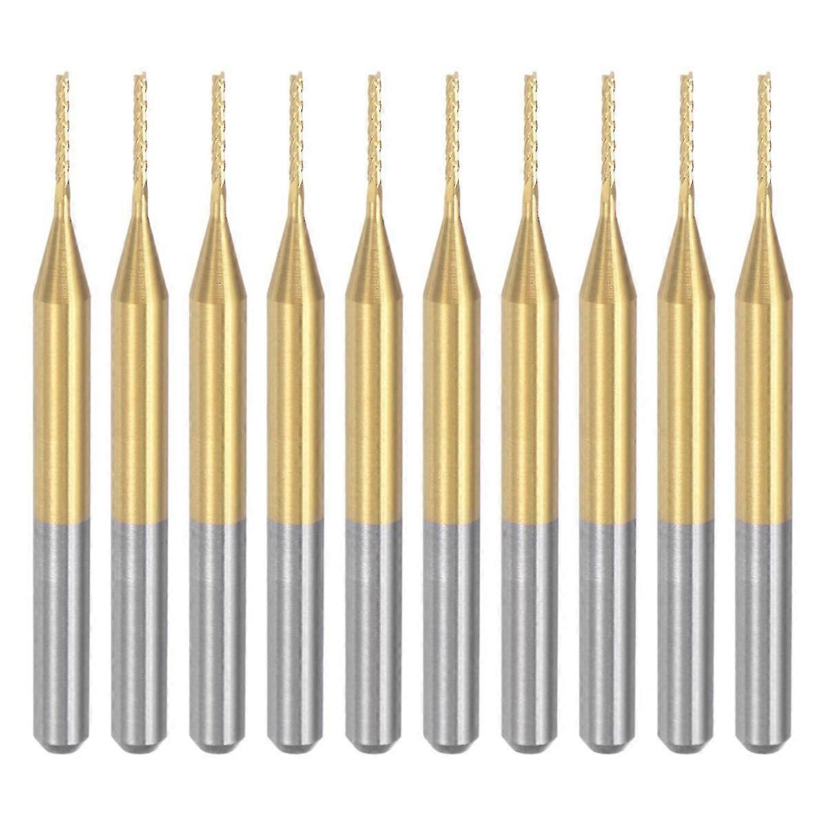 10PCS Titanium Coat Carbide For PCB Machine, 1/8 Inch Shank 0.8Mm