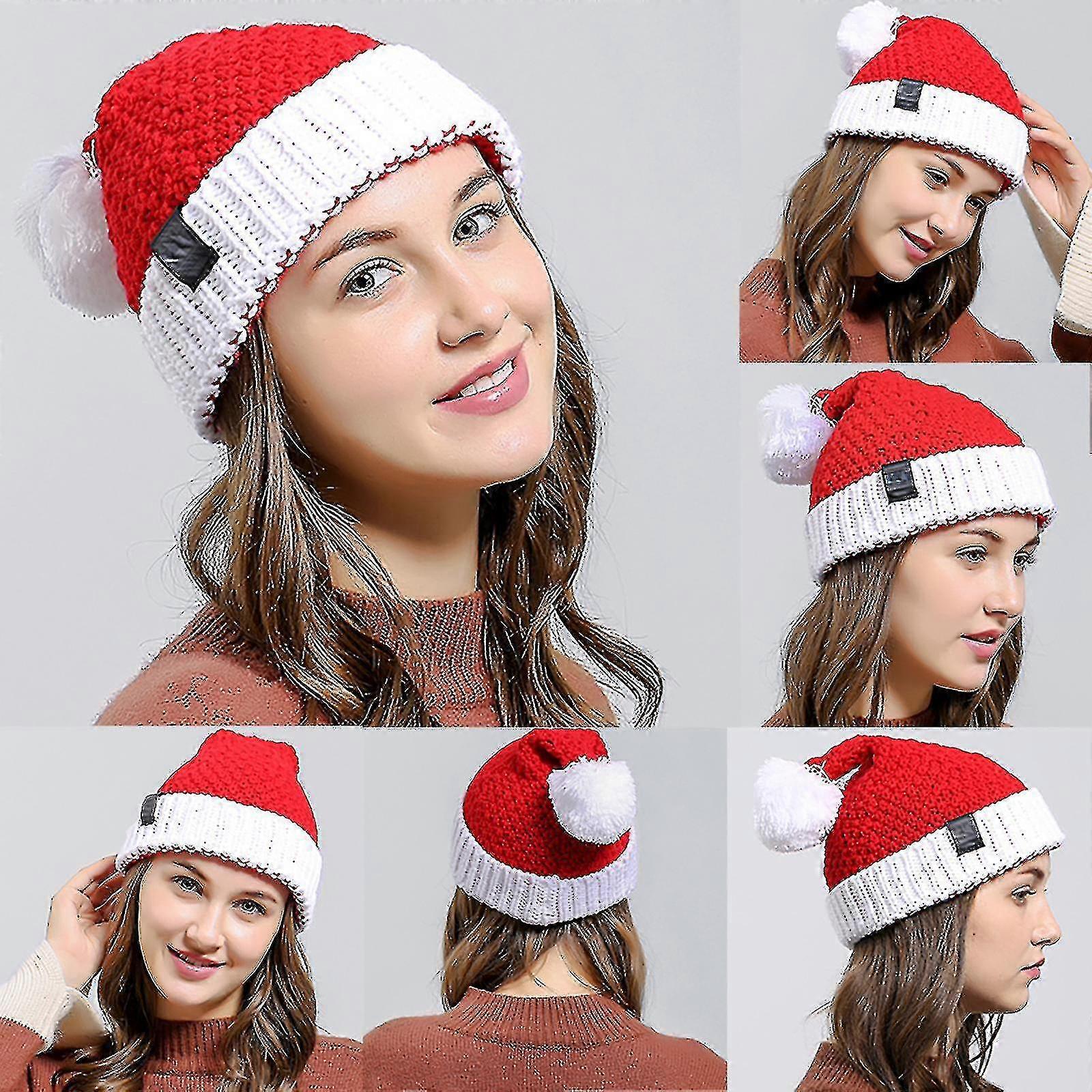 Wool Christmas hat, solid red with pom-pom, unisex and warm