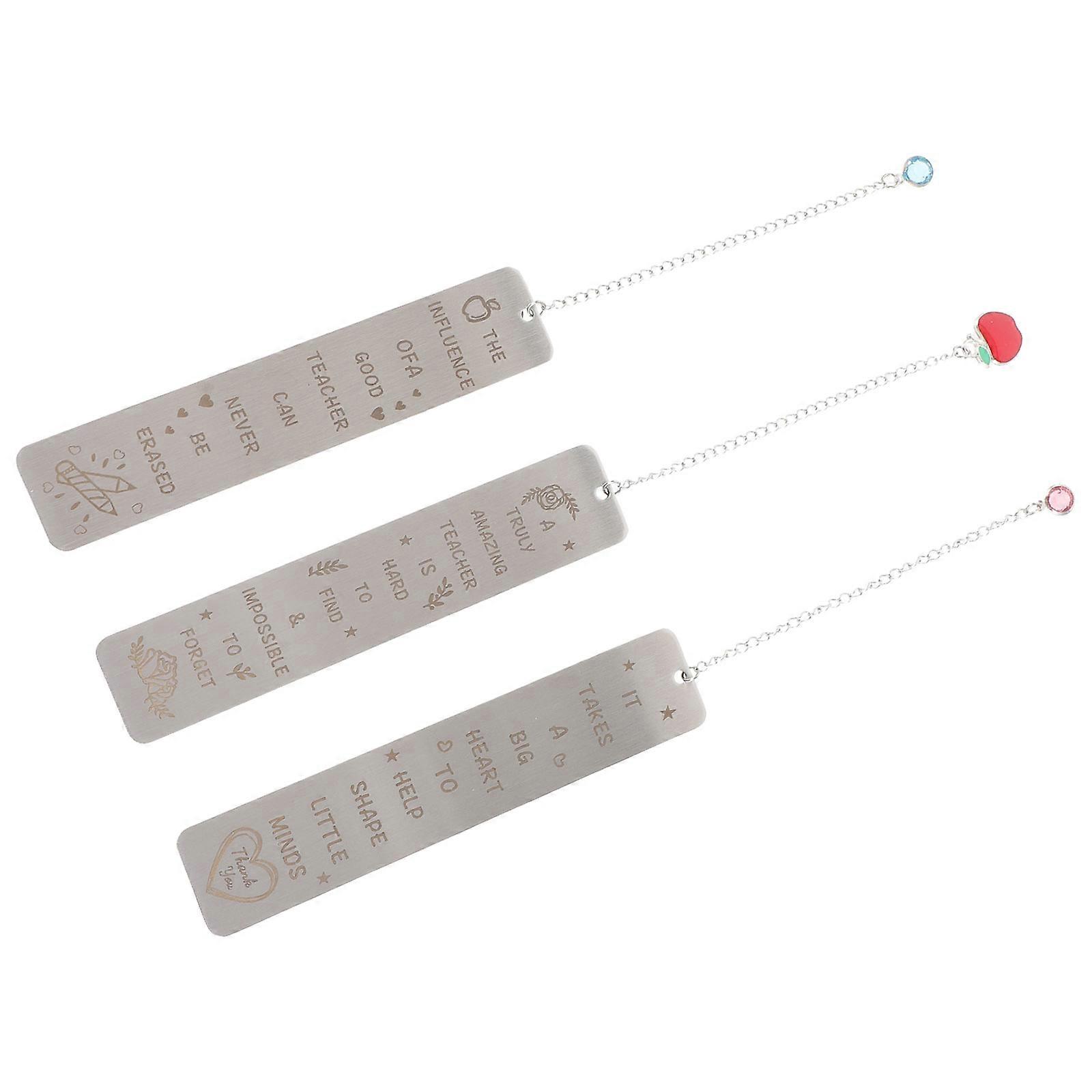 Decorative Metal Book Marker For Book Lovers Silver Shape Rectangular Designed For Thanksgiving Day 3Pcs