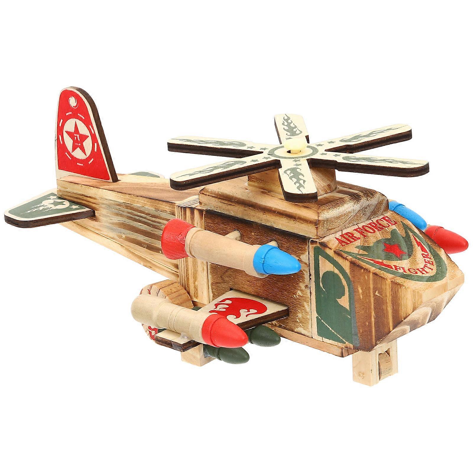 Wooden Miniature Plane for Display Assorted Color Wood Craft Ornament