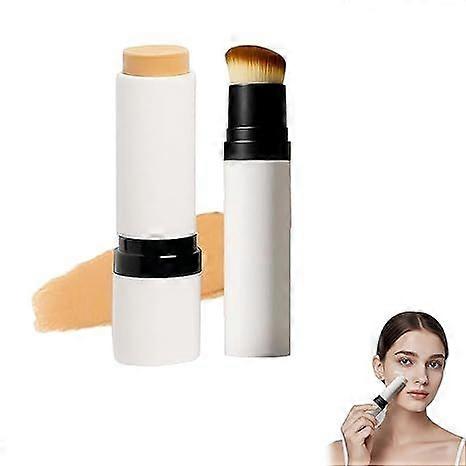 Foundation Stick,Blanc Cover Cream Stick,Dual-Ended Full Coverage Hydrating Concealer Balm with Brush For sensitive skin