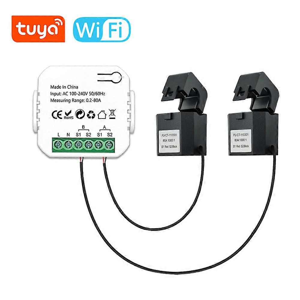 Tuya Wifi Smart Energy Meter Solar PV System Power Generation Consumption Two-way Monitoring Mobile App Control Power Monitor with CT