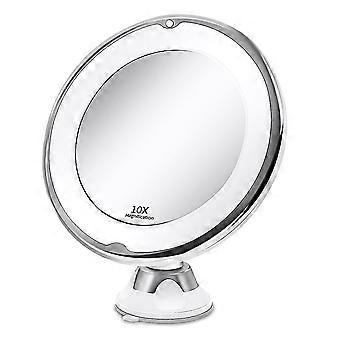 Portable 10x magnifying makeup vanity mirror with led light