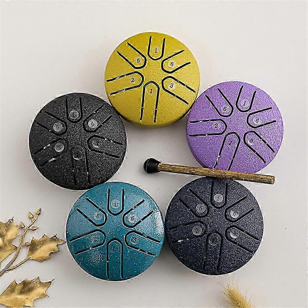3 Inch 6 Tones Mini Steel Tongue Sound Healing Drum Kit with Mallets Gifts NEW