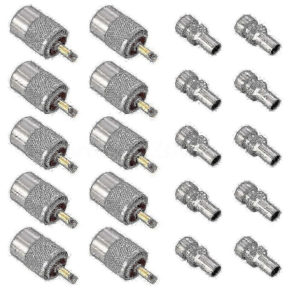 10 Pack UHF/PL-259 Solder Connector Plug with Reducer for RG8X, RG8, RG59, LMR-400, RG-213 Coaxial 2025