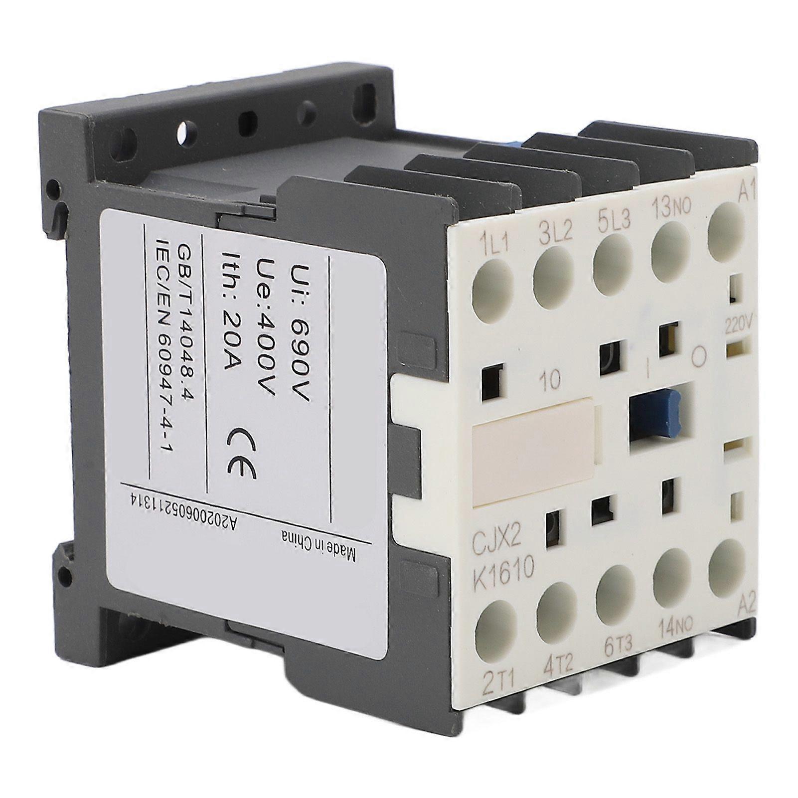 AC Contactor Silver Contact 3P Circuit Load Control Switch Controller 220V 16A for Power Supply