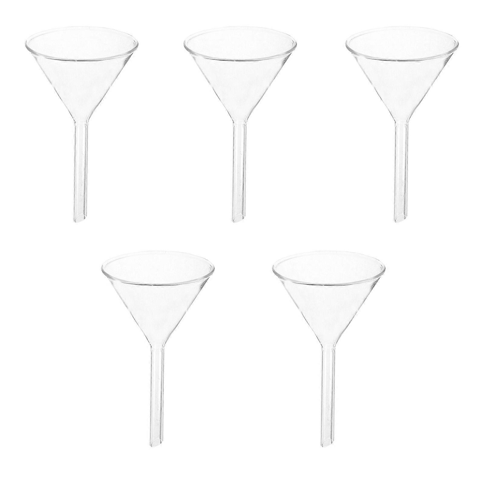5pcs Glassware Labware Analytical Chemistry Feeding Funnel Liquid or Solid Triangle Funnel Thick High Temperature Resistant Tool 60MM