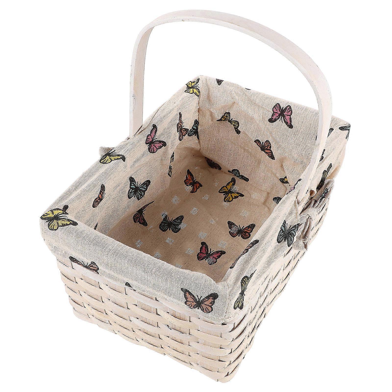 Handwoven Storage Basket for Organizing Large Rectangular Rattan Basket with Handle