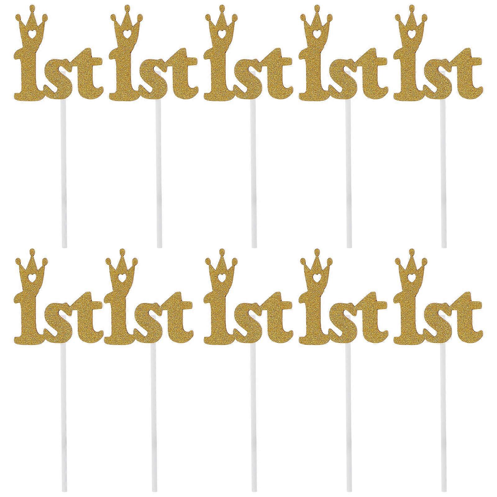Golden Paper Cake Topper for Decoration 20Pcs Birthday Party Accessory
