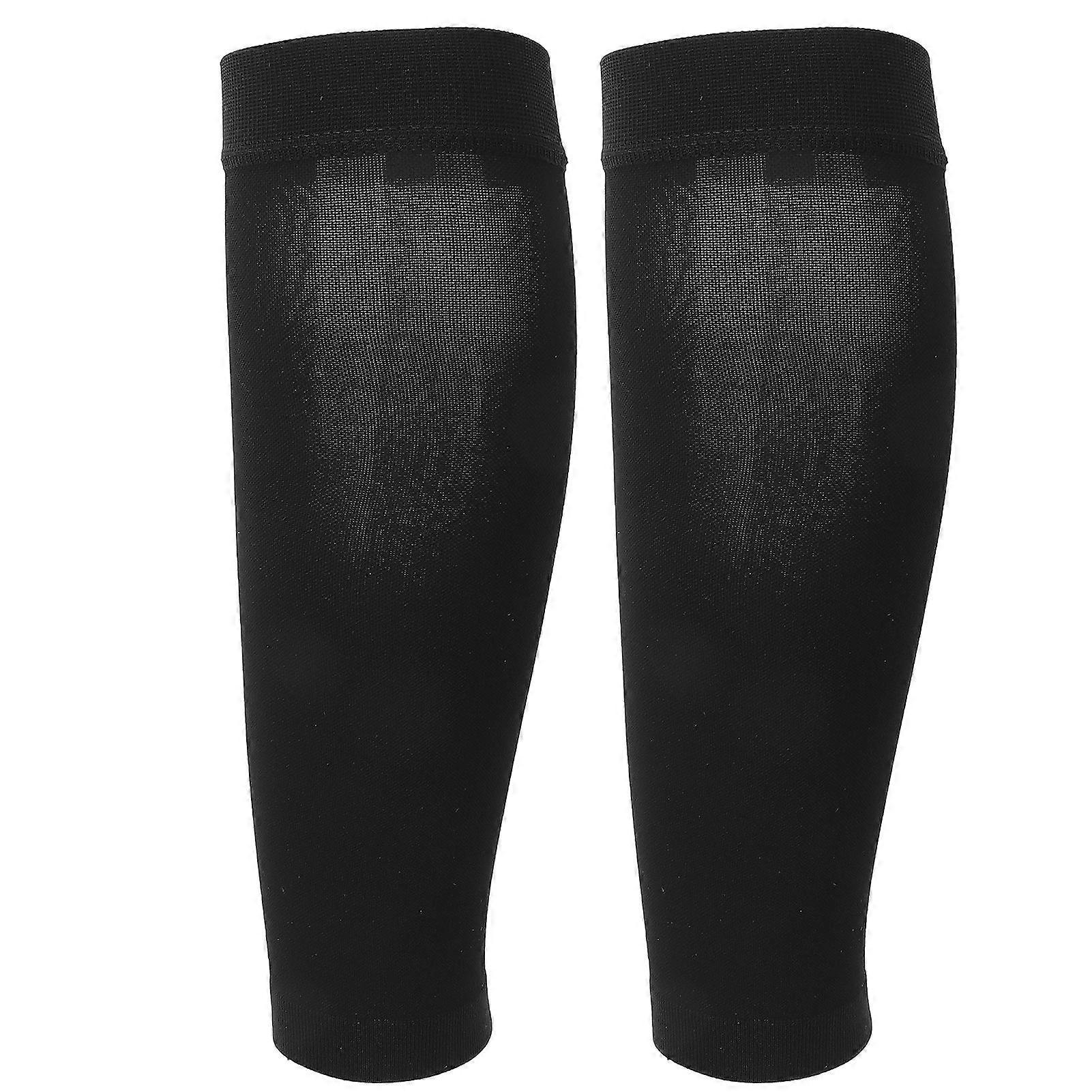 Calf Compression Sleeve Women Soft Elastic Legs Shaping Socks for Running (Black)M