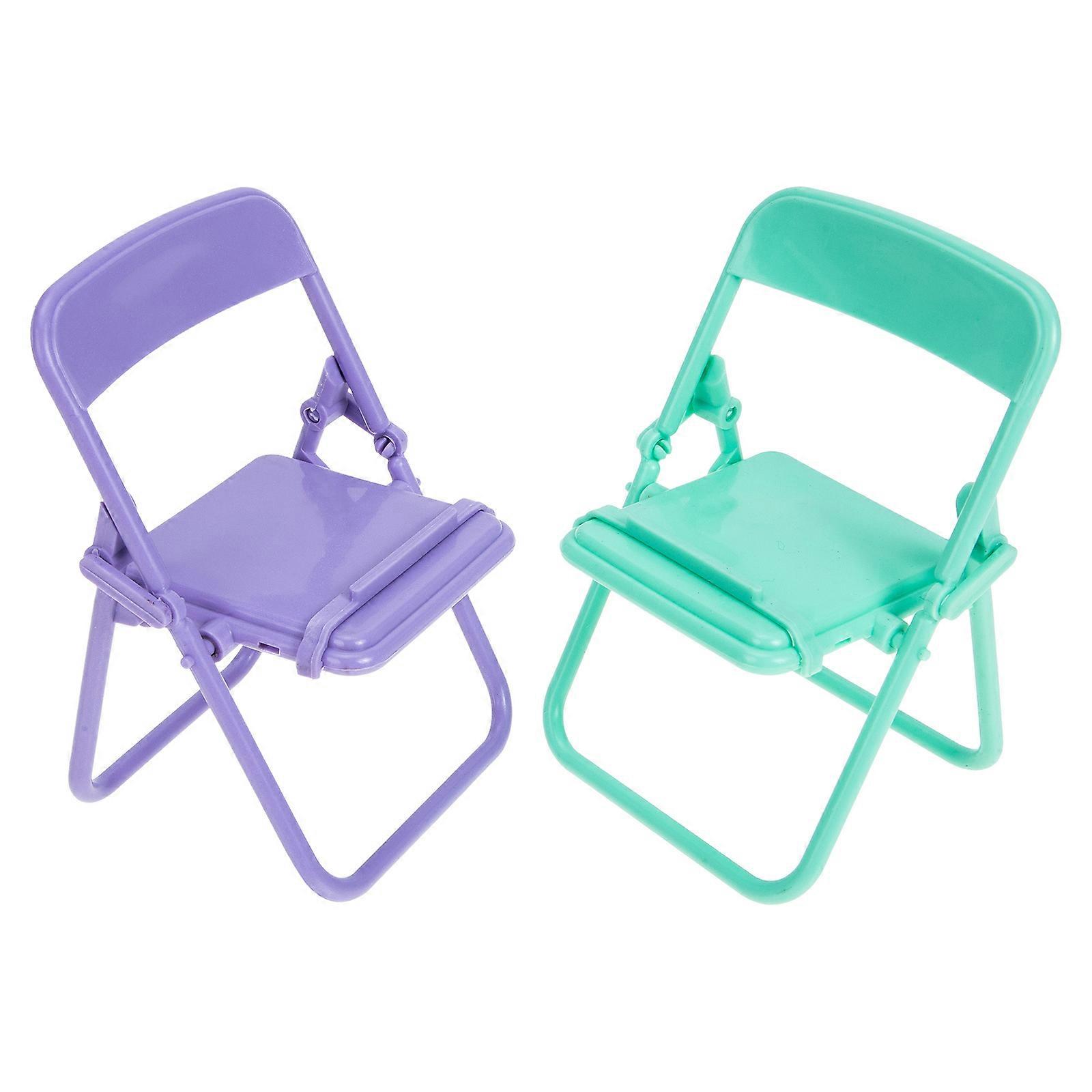 Miniature Chair Folding Chair for Decor 4Pcs Assorted Color Plastic
