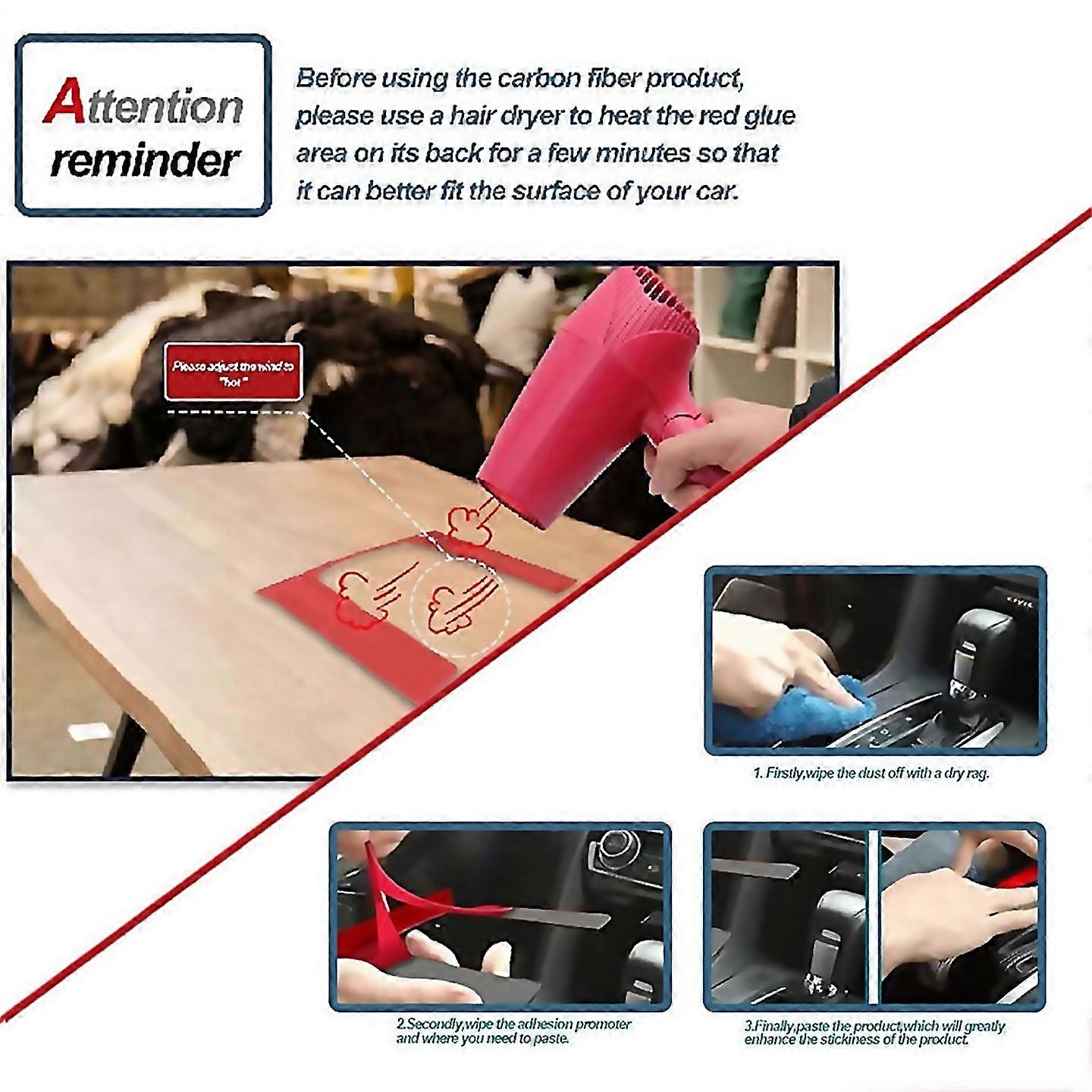 For 3pcs Carbon Driver Side Dashboard Cover For 8th Gen Red