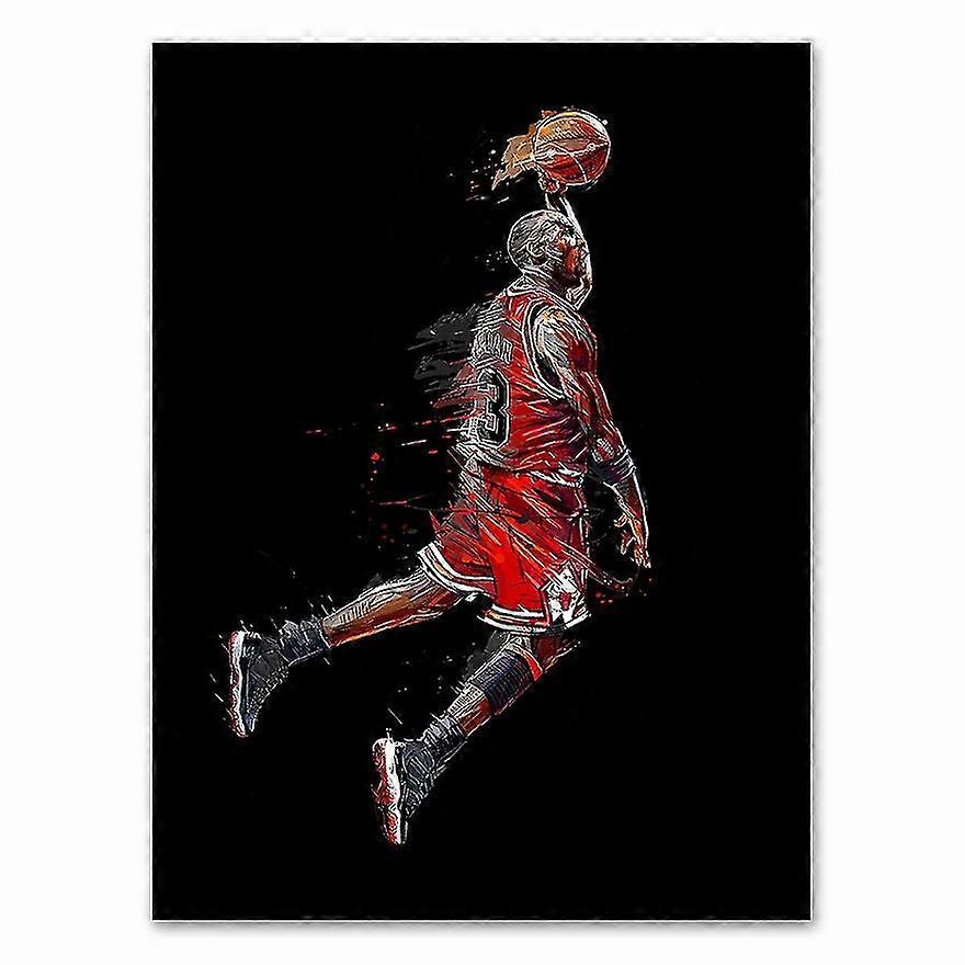 ملصق قماش اللوحة التجريدية مايكل جوردان ملصق يطير دونك كرة السلة الجدار الفن لا إطار