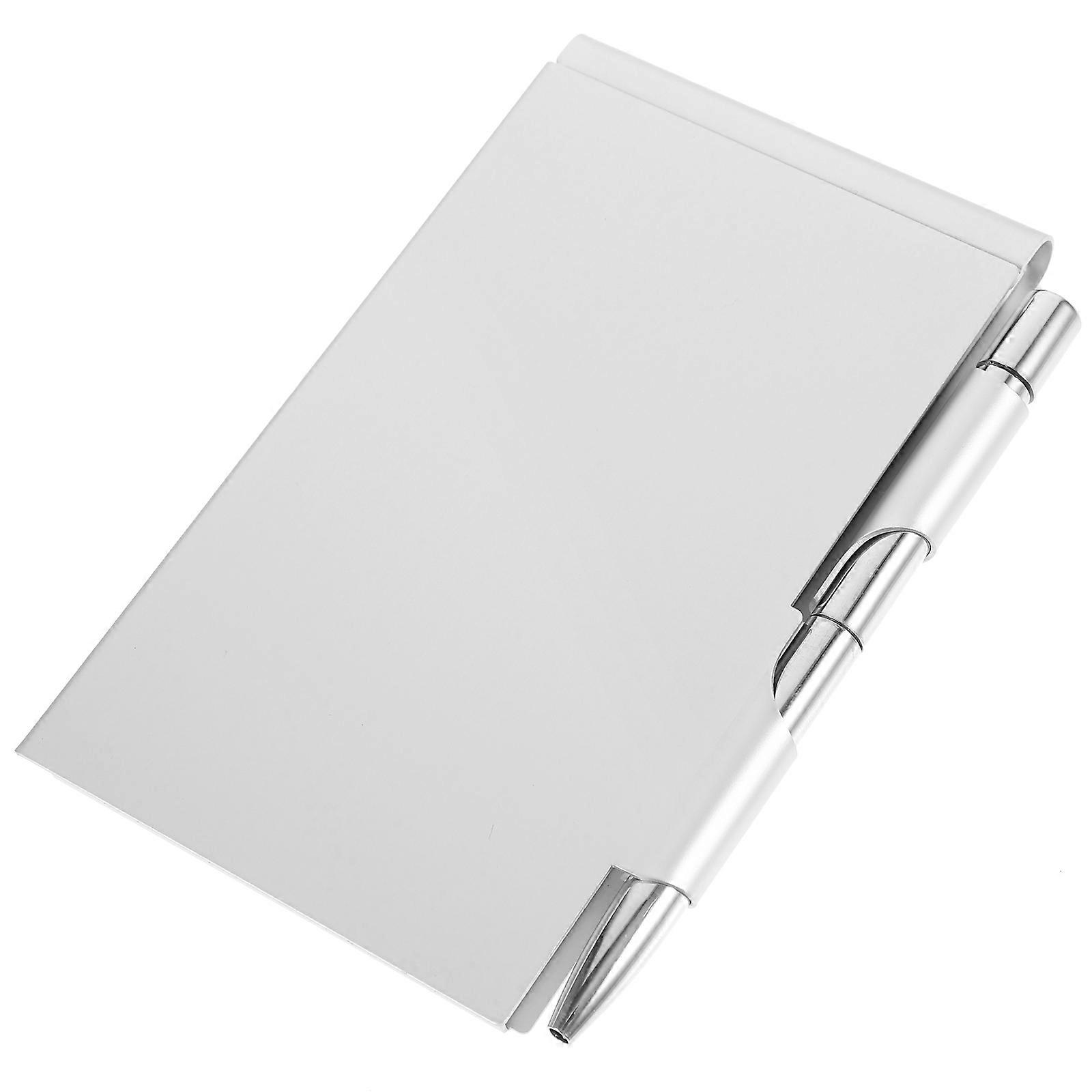 Metal Notebook for Writing Use 3Pcs Silver Pocket Notebook with Pen Holder
