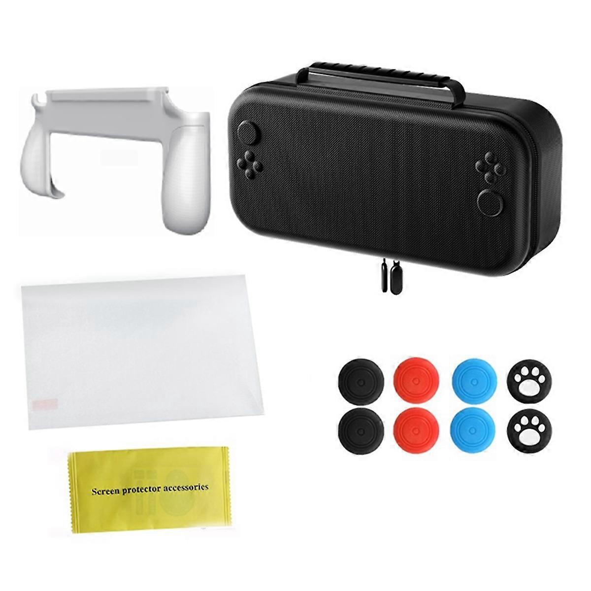 For Switch 2 Storage Bag+Screen Protective Film+Joystick Caps+Replaceable Ergonomic Grip Handle for