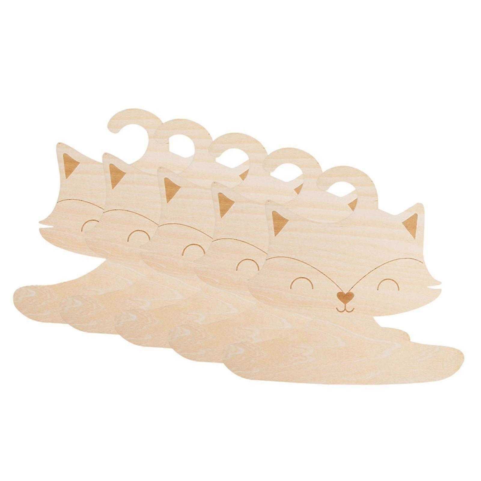 5pcs Cloth Hanger Non-slip Space Saving Wooden Fox Shaped Baby Hanger Rack For Wardrobe 2025