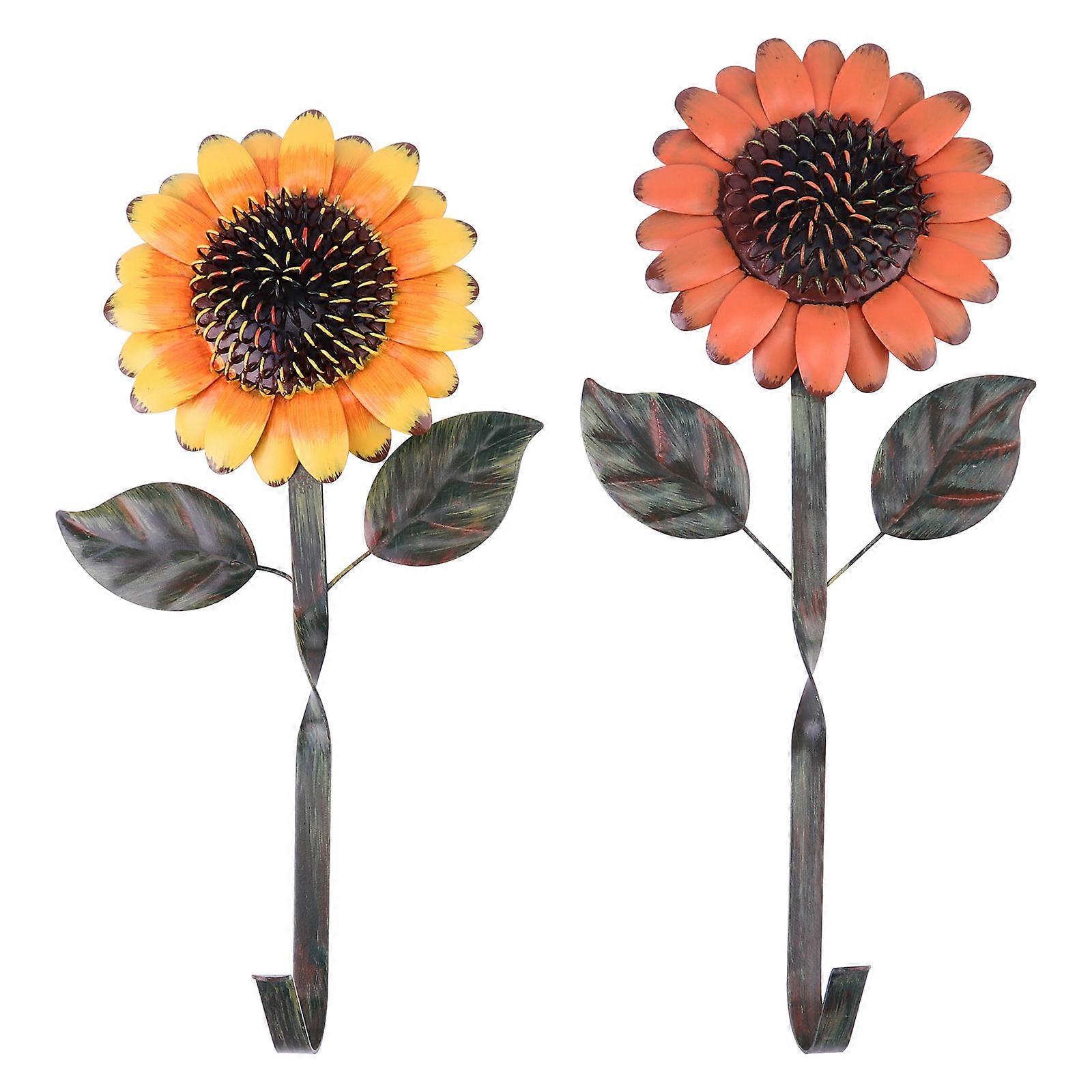 Sunflower Decoration Hook Wall Mounted Iron Hook for Decoration 2Pcs