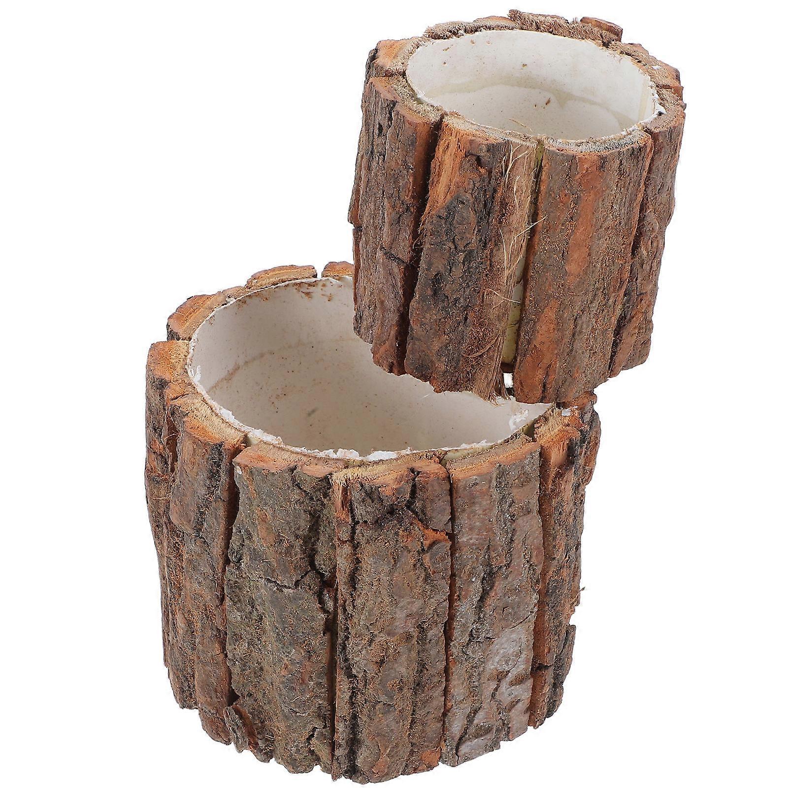 Rustic Wood Flower Pot Planter for Storage Use 10Pcs Light Brown