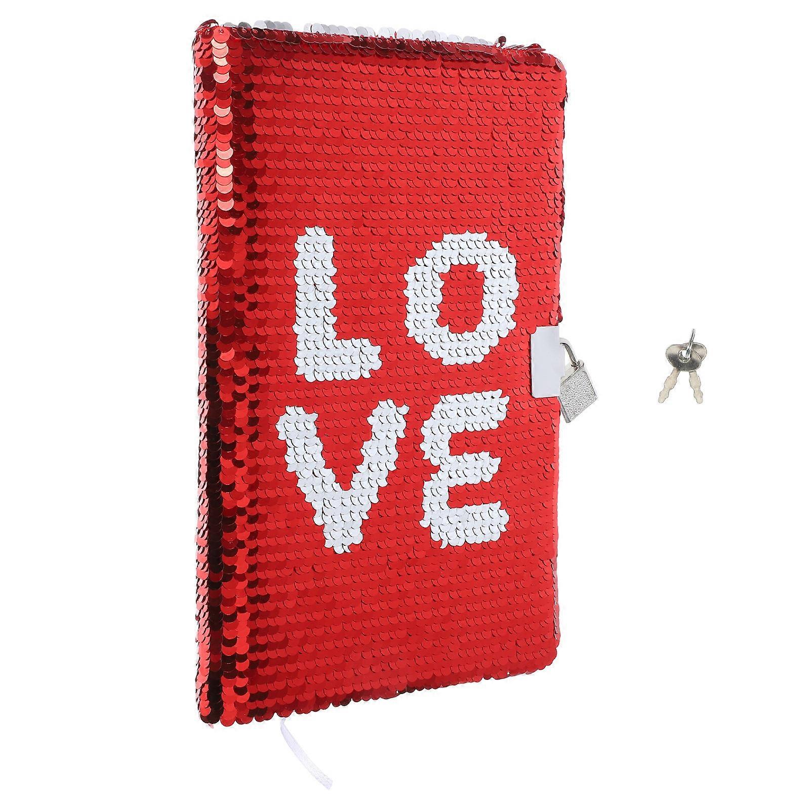 Portable Notepad Lock Designed Notebook for School 2Pcs Sequin Notebook