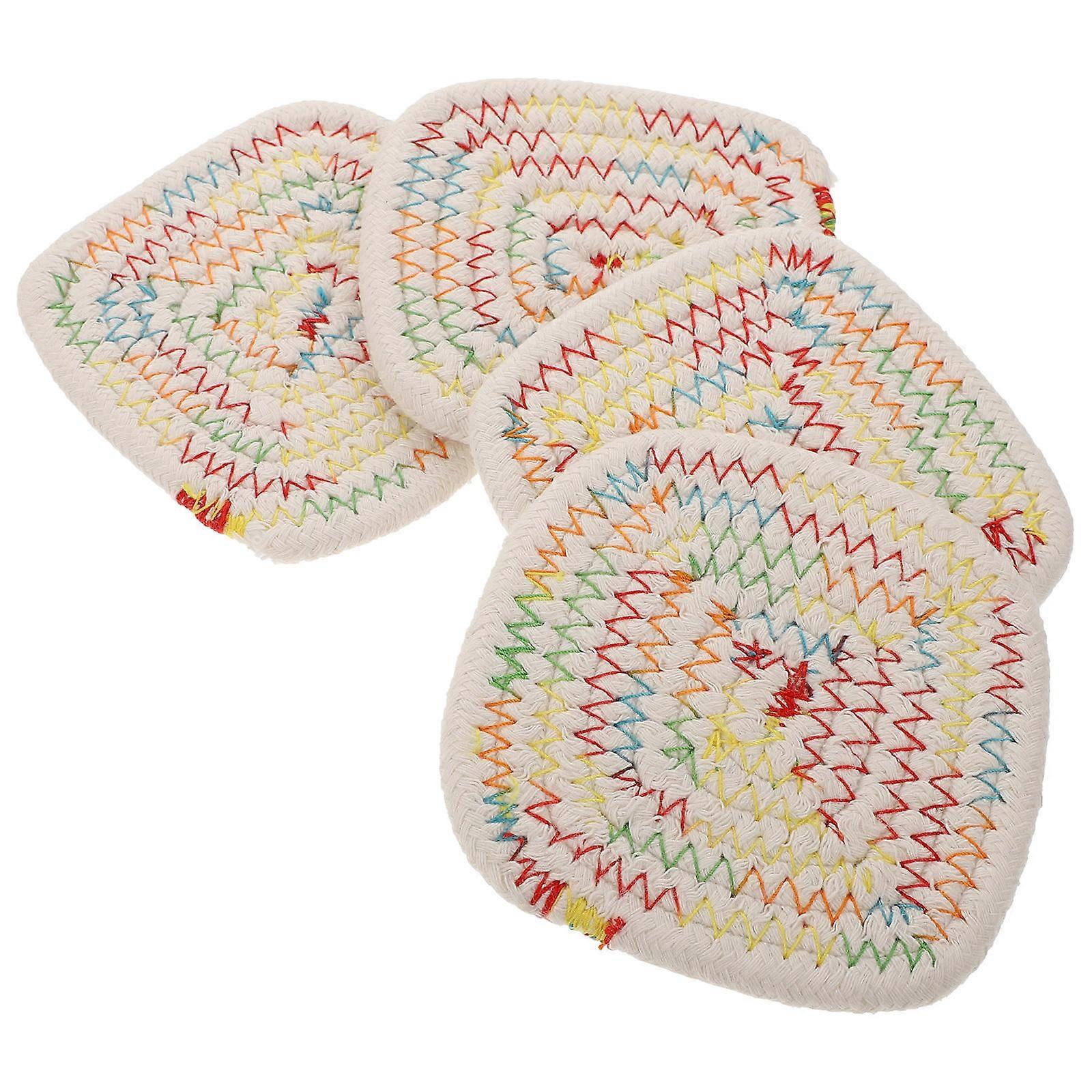 Cotton Thread Coaster Square Handmade Cup Mat for Home Use 32Pcs