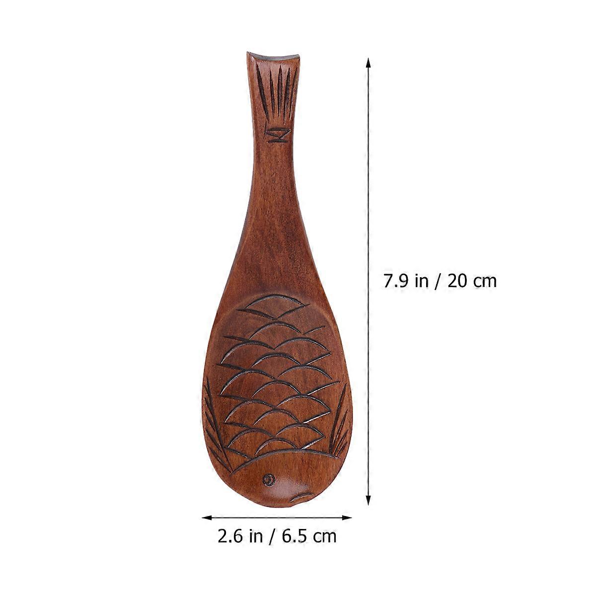 Retro Wood Spoon for Rice Serving Cooking Home Use Non-Scratch Fish Shape 1Pcs