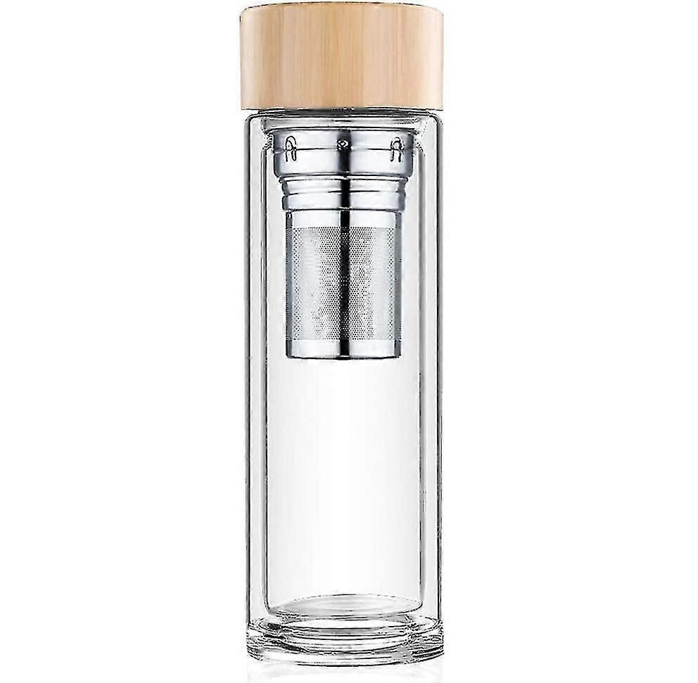 Tea Bottle With Strainer 450 Ml, Double-walled Tea Maker Glass