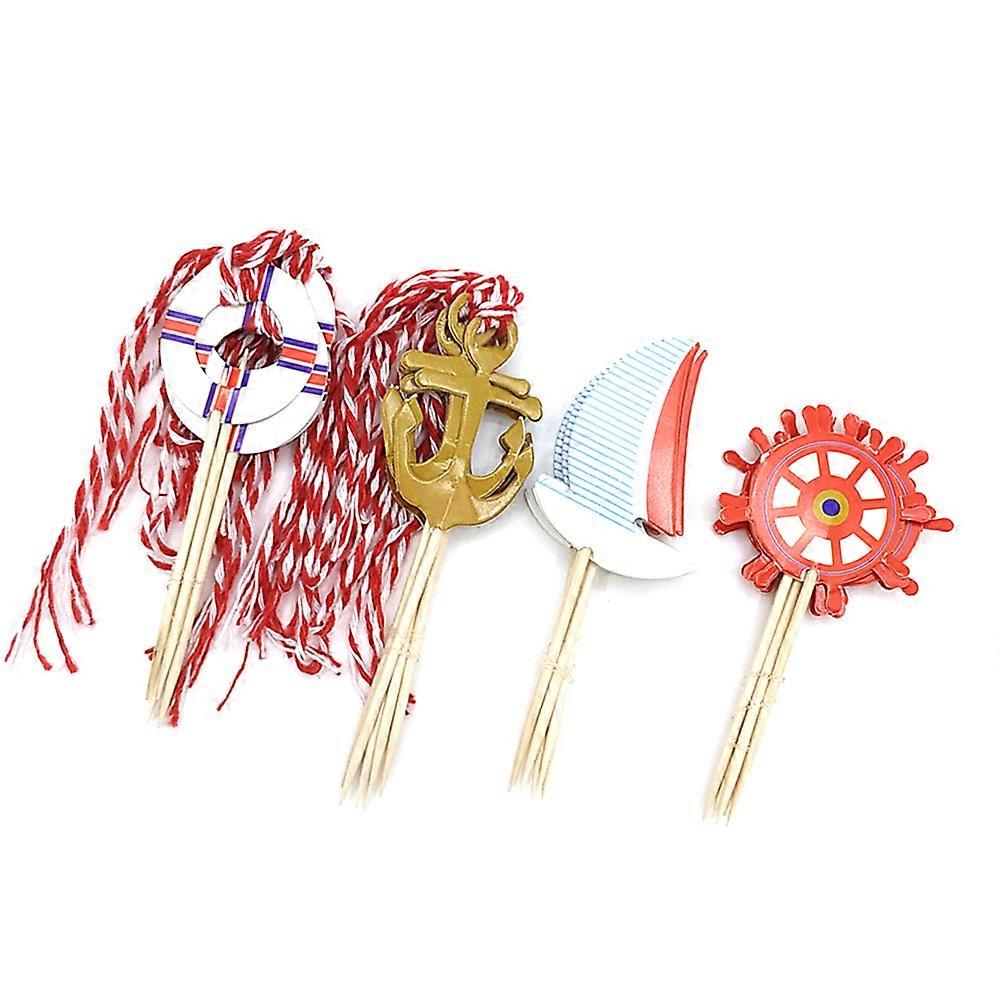 Sailboat Cake Insert Cards for Party Cake Decoration 48Pcs Set