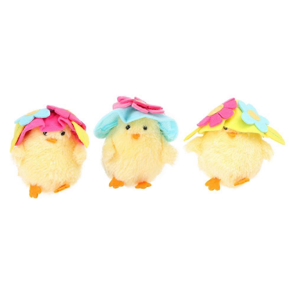 Plush Easter Chicken Doll Decor for Home 3Pcs Yellow Plush Set