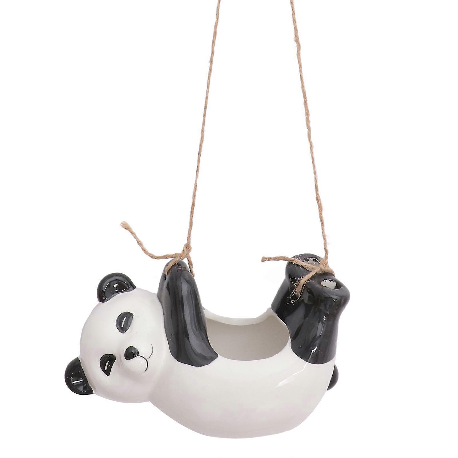 Ceramic Flowerpot Panda Shape for Garden 3Pcs Black Bonsai Container