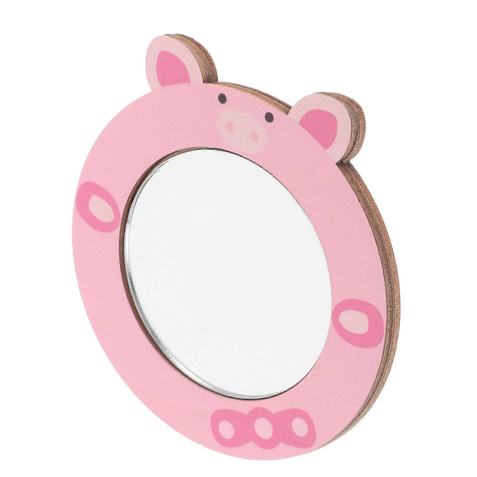 Wooden DIY Mirror for Kids Hand Mirror with Handle for Early Education