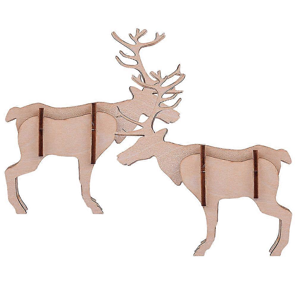 DIY 3D Puzzle Deer Wooden Model for Decoration 8Pcs Construction Kit