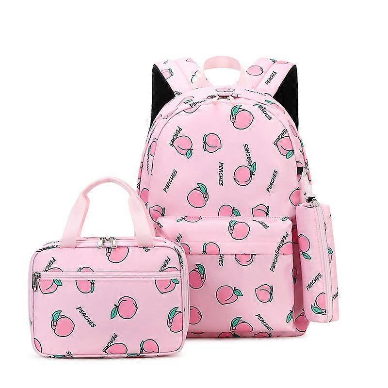 Three-Piece Waterproof School Backpack 42*30*14cm Pink