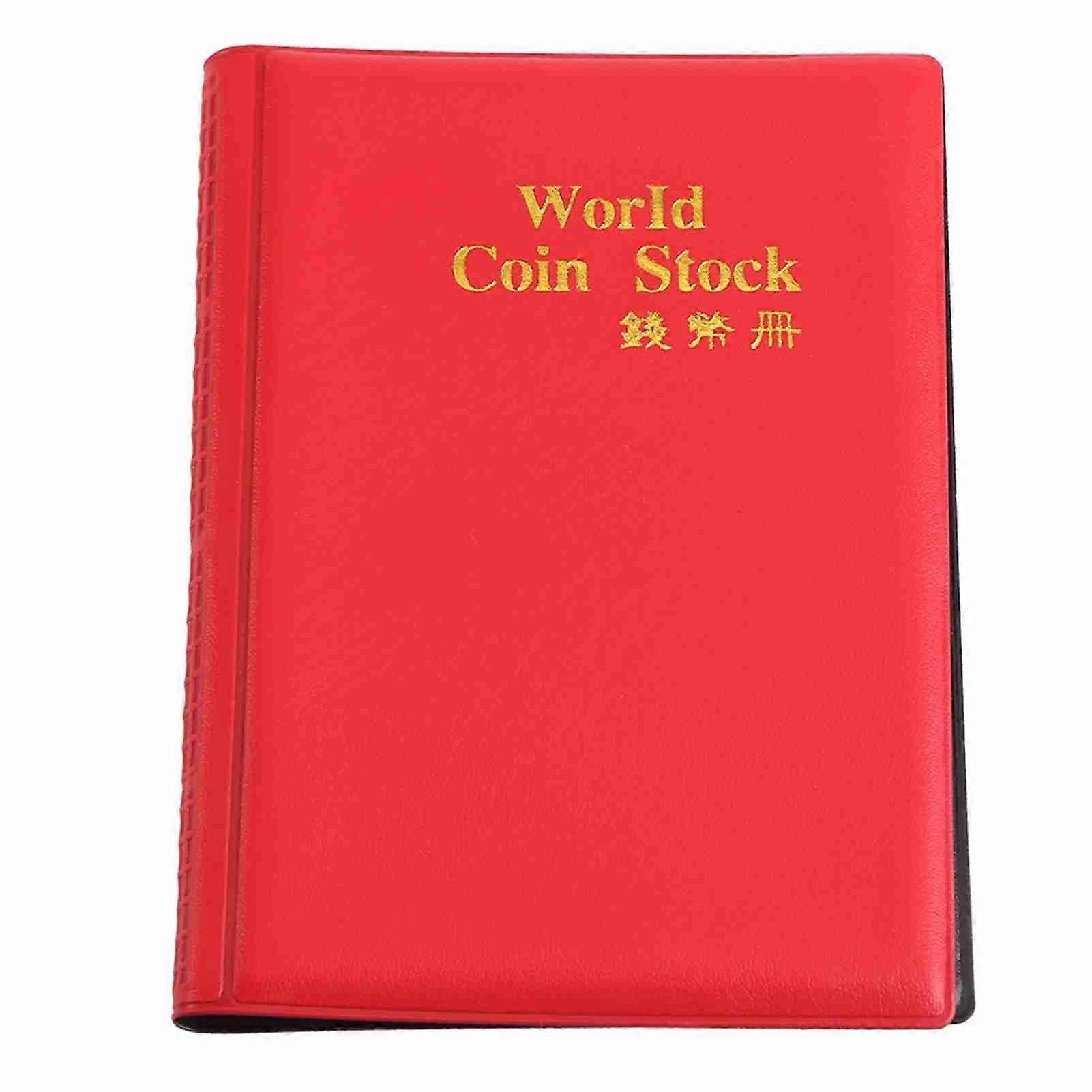 New 120 Pockets 10 Pages World Coin Storage Folder Album Money Collecting Holder Book Red