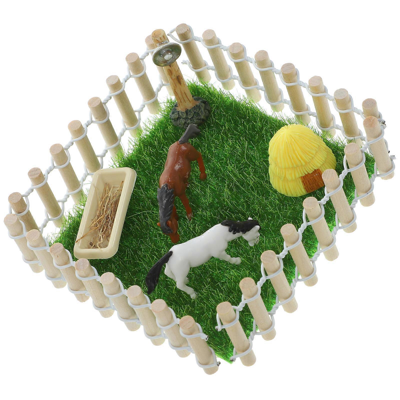 Miniature Horse Ranch Model for Decor 1Set Realistic Dollhouse Stable Toy