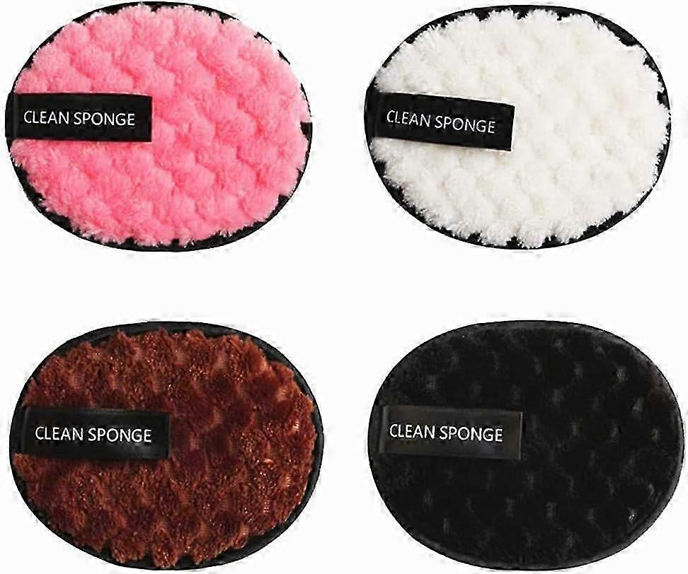 4-Pack Reusable Makeup Remover Pads, Microfiber Cleansing Puffs for All Skin Types