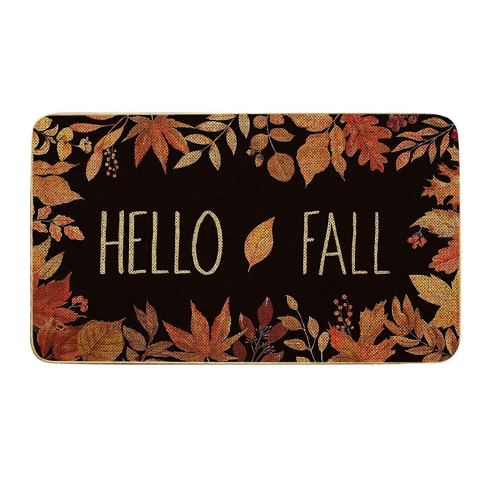 Fall Thanksgiving Doormat - Happy Fall Y'all, Buffalo Plaid Non-Slip Entryway Rug for Autumn Holiday, Low Profile Indoor Floor Mat