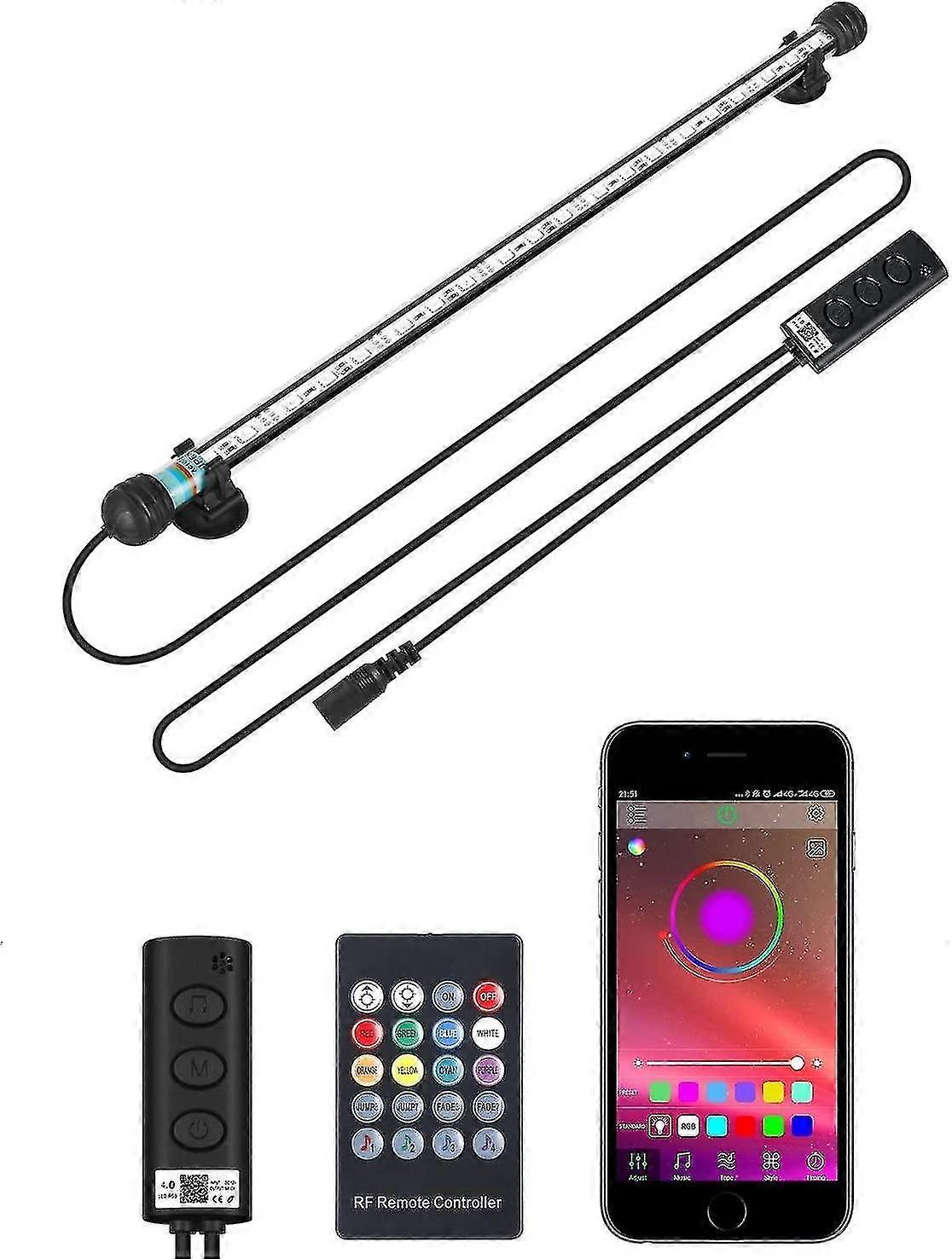 Led Aquarium Light,led Fish Tank Light With Remote Controller+ App Control (15'/38cm)