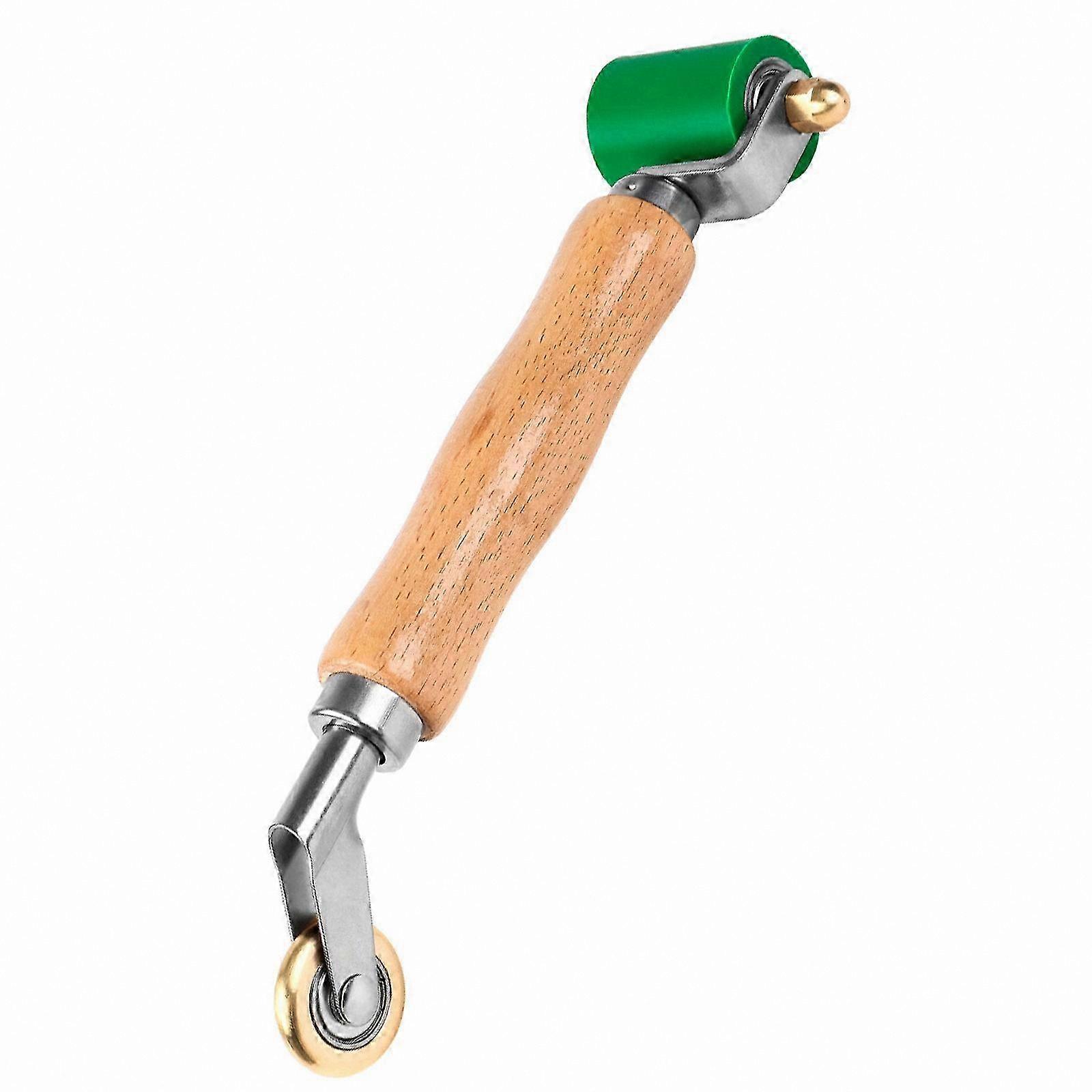 Professional Rubber Pressure Roller with Metal Corner and Ergonomic Wood Handle for Smooth Finishing Applications