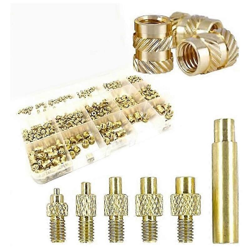 Nuts Threaded Inserts 360Pcs M2/M2.5/M3/M4/M5/M6 Female Thread Metric Knurled Nuts Assortment Kit Br