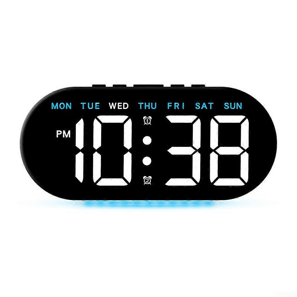 Large LED Display Clock With Real And Adjustable Ambient Light, 18x8.5 CM, Blue Electronic Bedside Alarm Clock