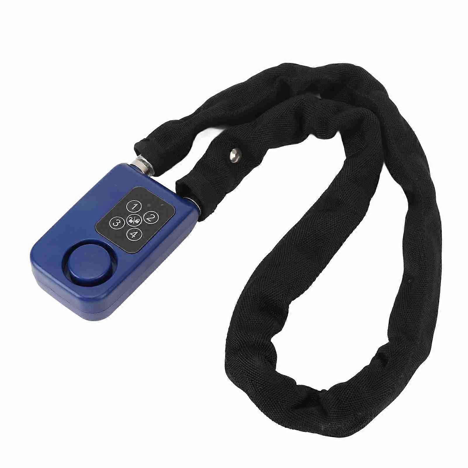 Anti Theft Chain Lock with 110dB Vibration Alarm Keyless Water Resistant Hydraulic Resistant Motorcycle Digital Password Security Lock Blue 