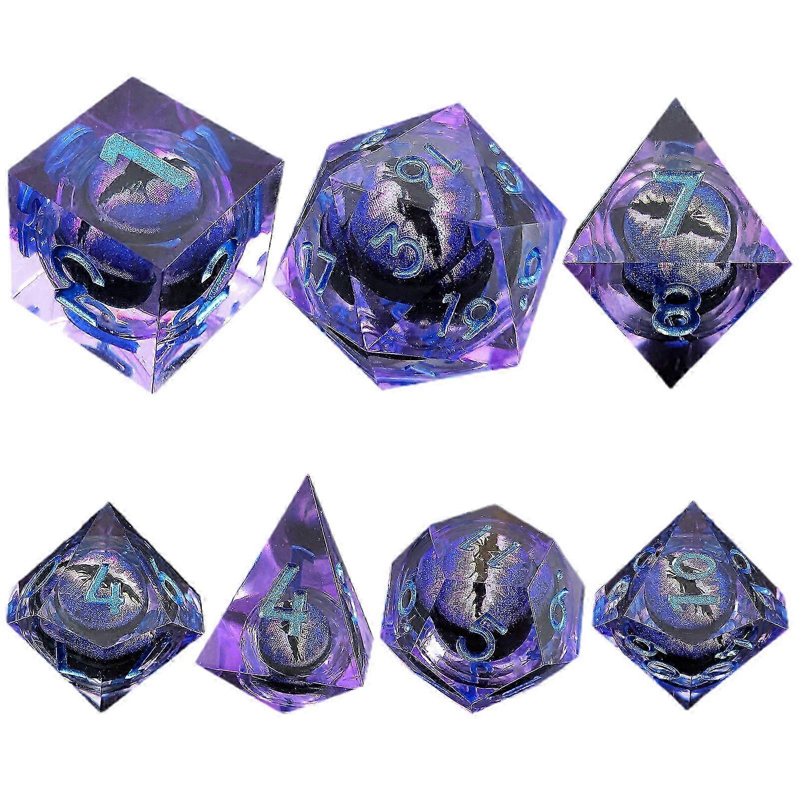 Dargon Eye Dices Set Sharp Edge Polyhedral Dice Set Resin Rolling Core Dice for TRPG Table Games Dungeons COC DND Games