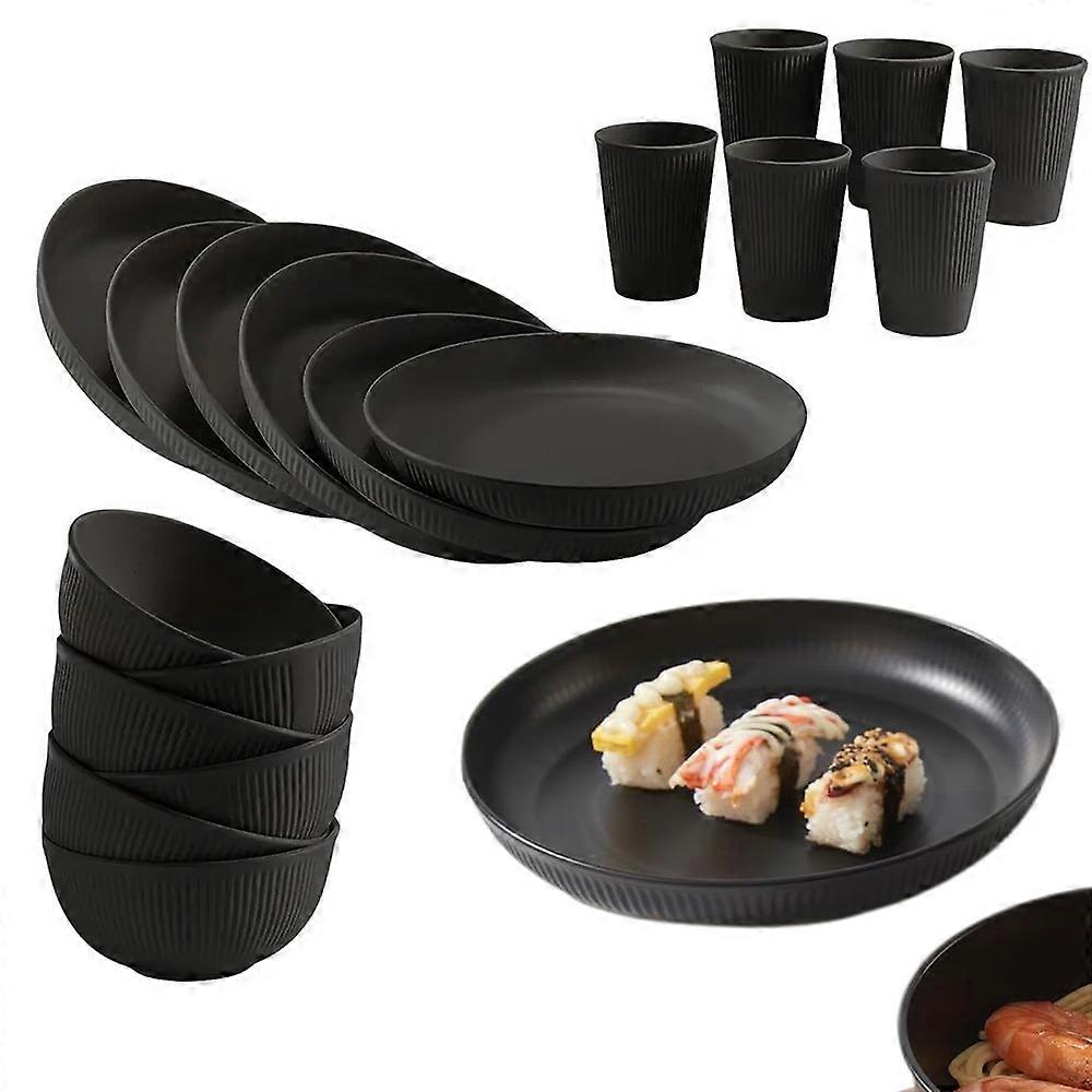 18Pcs Wheat Straw Dinnerware Sets Unbreakable Reusable Dinnerware Set