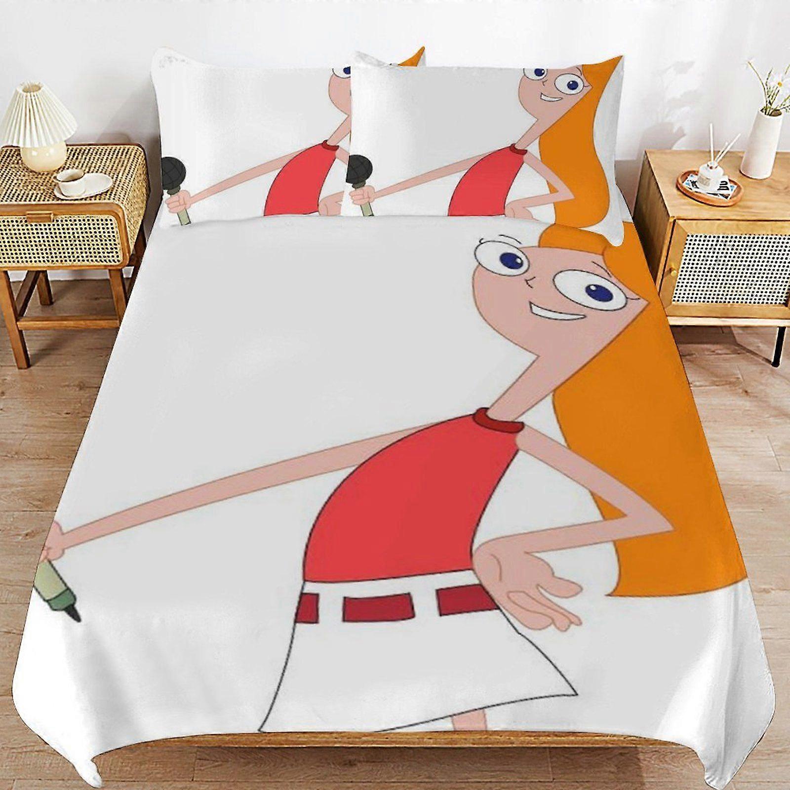e460 Phineas and Ferb Zipper Closure Ultra Soft High Thread Count Machine Washable Duvet Cover Sets for All Season p460