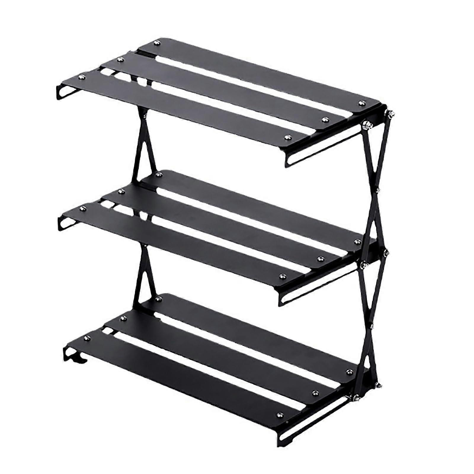 Folding Metal Aluminum Alloy Storage Rack SpaceSaving Portable Display Shelf Desktop Organizer Lightweight Home Office