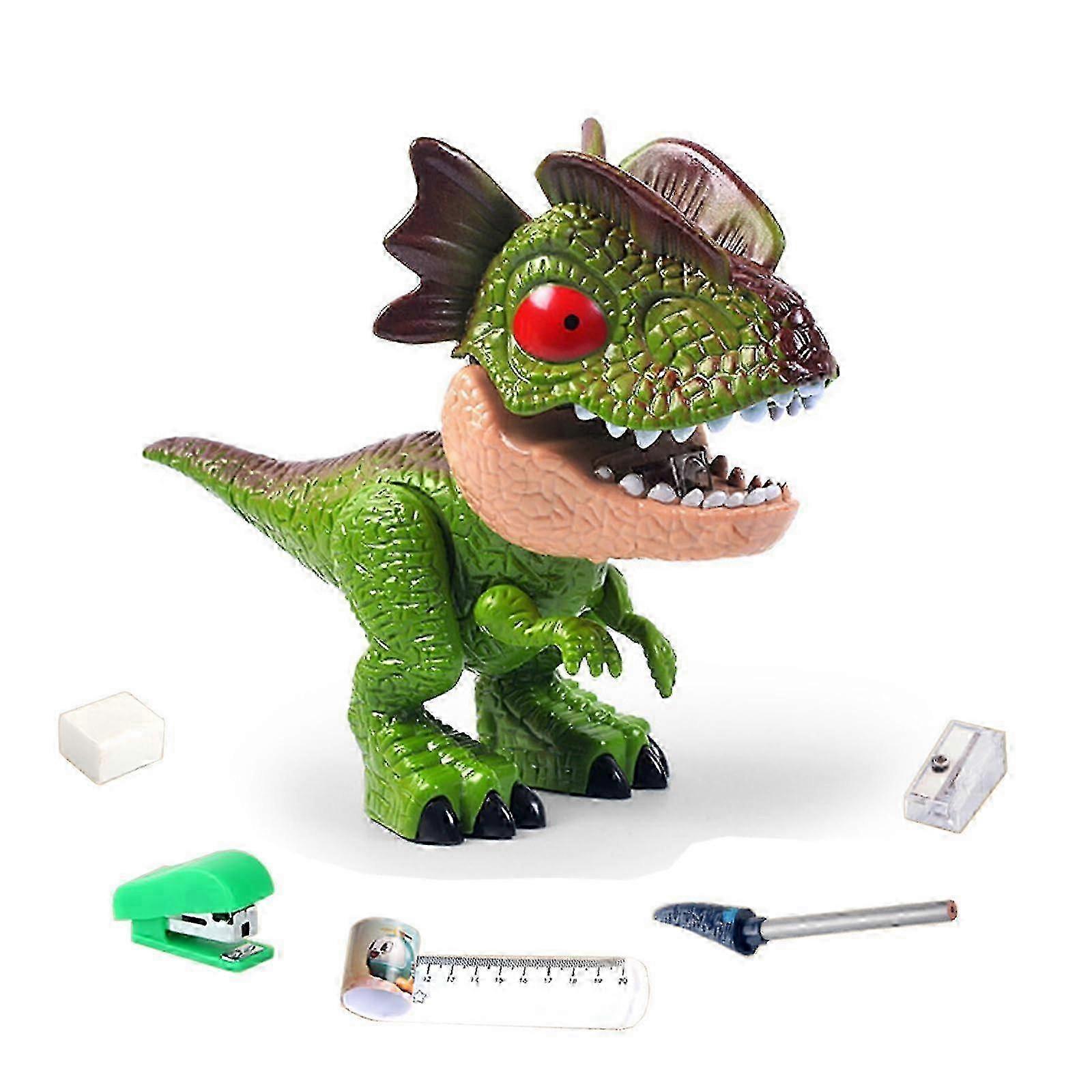 Dinosaur 5-in-1 Stationery Set - Pencil Case with Sharpener, Rubber, Tape, Stapler